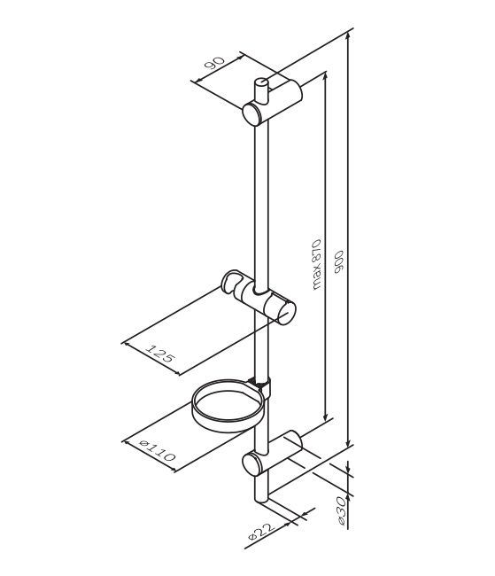 F0370064 Spirit, душ.штанга, 900 мм, шт F0370064 Spirit, душ.штанга, 900 мм, шт
