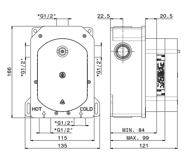 Универсальная внутренняя часть для термостатического смесителя на три потока для душа Универсальная внутренняя часть для термостатического смесителя на три потока для душа