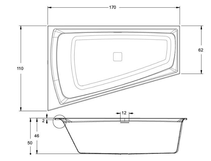 Акриловая ванна  STILL SMART 170x110 R RIHO FALL Акриловая ванна  STILL SMART 170x110 R RIHO FALL