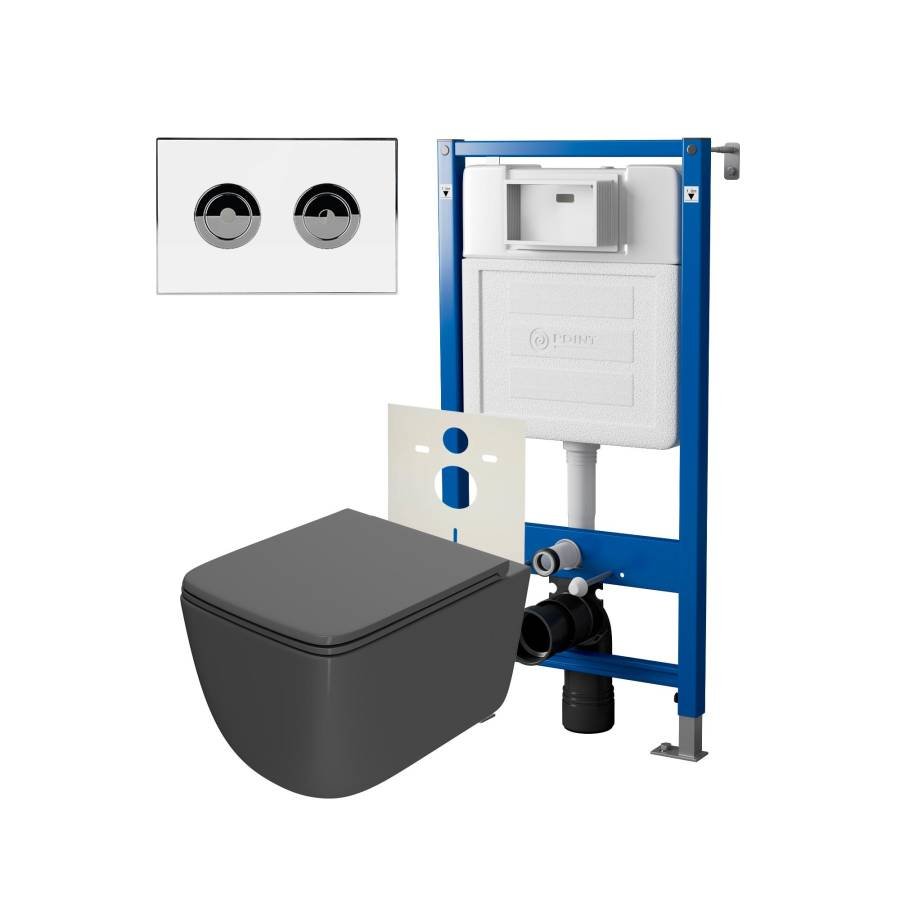 Сет: Система инсталляции пневматическая Point Элемент П для подвесного унитаза PN45121 + Клавиша смыва для пневматической инсталляции Point Венера, установка в стену, белый/хром, PN44071WC + Унитаз подвесной Point Меркурий безободковый, сид.дюропласт микр Сет: Система инсталляции пневматическая Point Элемент П для подвесного унитаза PN45121 + Клавиша смыва для пневматической инсталляции Point Венера, установка в стену, белый/хром, PN44071WC + Унитаз подвесной Point Меркурий безободковый, сид.дюропласт микр