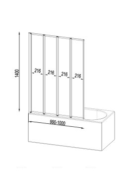 Шторка на борт ванны 100 AM.PM Like W80BS-100-140CT поворотно-складная