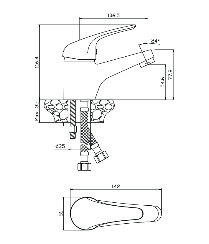 Смеситель д/раковины LEON, арт.04100LN Смеситель д/раковины LEON, арт.04100LN