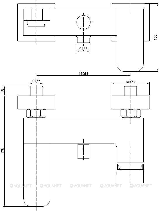 Смеситель для ванны с душем Aquanet Cubic SD90441 Смеситель для ванны с душем Aquanet Cubic SD90441