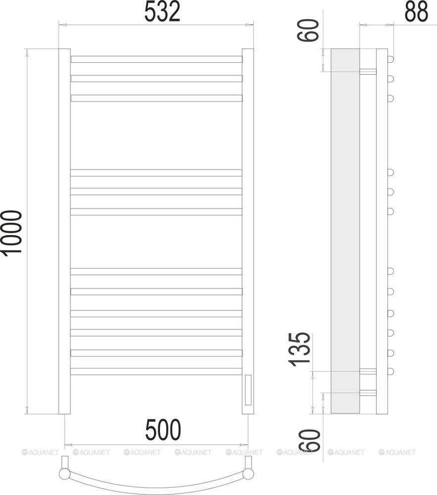 Полотенцесушитель Terminus Классик П12 500х1000 электро Полотенцесушитель Terminus Классик П12 500х1000 электро