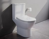 Комплект напольного безободкового унитаза Integra Round Open-Back, тонкое сиденье микролифт, механизм 3/6 л Комплект напольного безободкового унитаза Integra Round Open-Back, тонкое сиденье микролифт, механизм 3/6 л