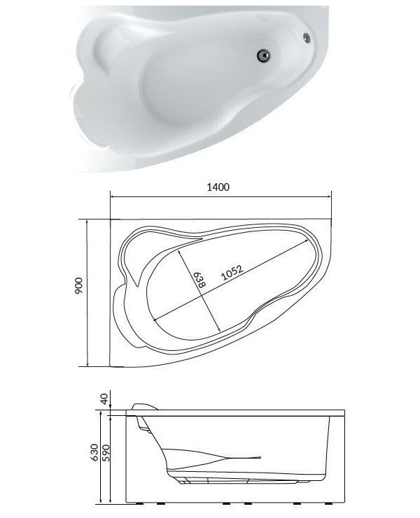 Ванна TANO 140х90 R Ванна TANO 140х90 R
