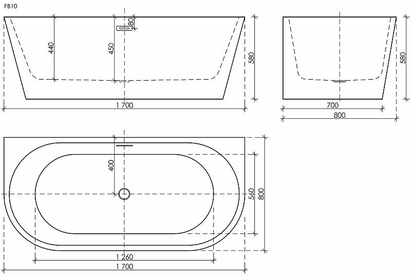 Ванна First акриловая отдельностоящая пристенная, арт. FB10 Ванна First акриловая отдельностоящая пристенная, арт. FB10