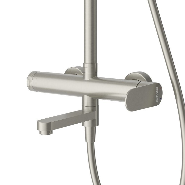 STYLUS-CVD-NOP Душевая стойка со смесителем и изливом, черный матовый STYLUS-CVD-NOP Душевая стойка со смесителем и изливом, черный матовый