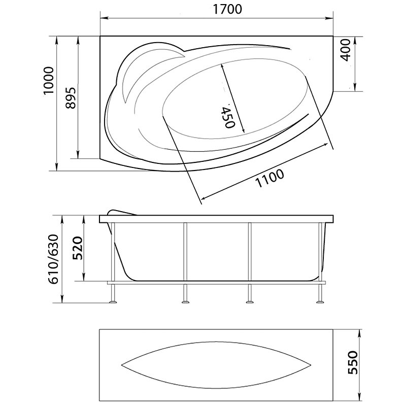 Акриловая ванна 1Marka Julianna 170х100 R 01дж1710п Акриловая ванна 1Marka Julianna 170х100 R 01дж1710п