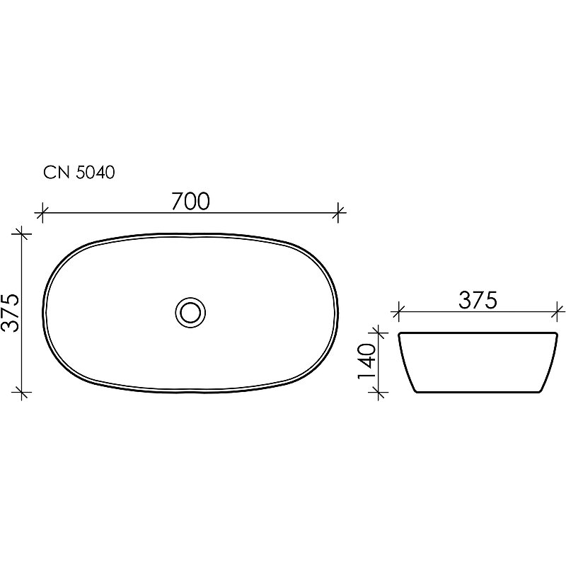 Умывальник чаша накладная овальная Element 700*375*140мм Умывальник чаша накладная овальная Element 700*375*140мм