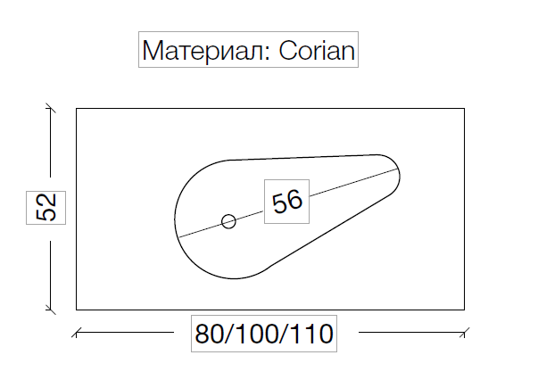 Столешница Corian Drop 81cm Столешница Corian Drop 81cm