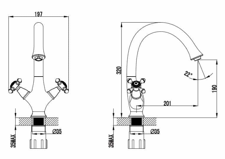 Смеситель для мойки OMNIRES RETRO RE7251CR (хром) Смеситель для мойки OMNIRES RETRO RE7251CR (хром)
