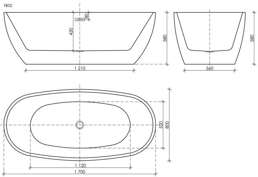 Ванна Flo акриловая отдельностоящая, арт. FB02 Ванна Flo акриловая отдельностоящая, арт. FB02