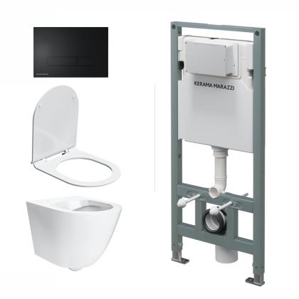 Комплект инсталляции с подвесным унитазом,черной кнопкой смыва Комплект инсталляции с подвесным унитазом,черной кнопкой смыва