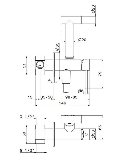 Смеситель с гигиеническим душем встроенного монтажа, матовый черный Смеситель с гигиеническим душем встроенного монтажа, матовый черный