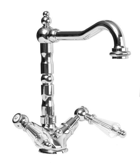 DIAMOND-LS2-03/24-Sw Смеситель на раковину с донным клапаном, исполнение золото, ручки Swarovski DIAMOND-LS2-03/24-Sw Смеситель на раковину с донным клапаном, исполнение золото, ручки Swarovski