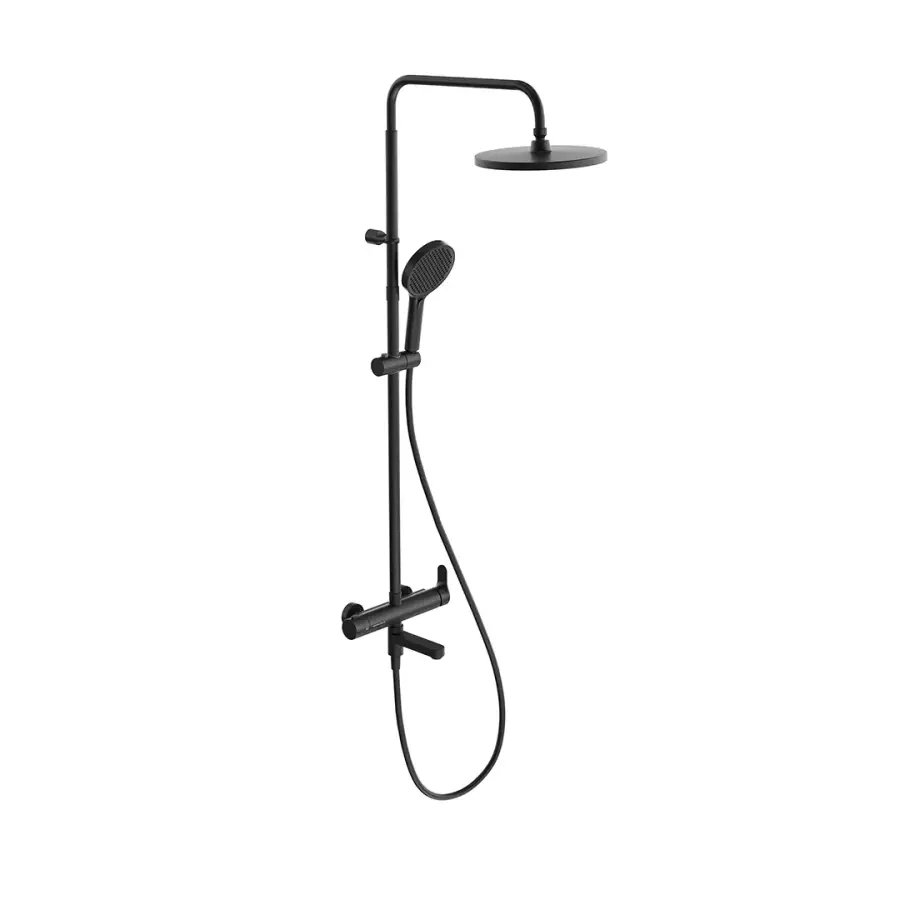 Душевая колонна FONTE на 3 потока с пов.изливом и механическим смесителем, черный матовый Душевая колонна FONTE на 3 потока с пов.изливом и механическим смесителем, черный матовый