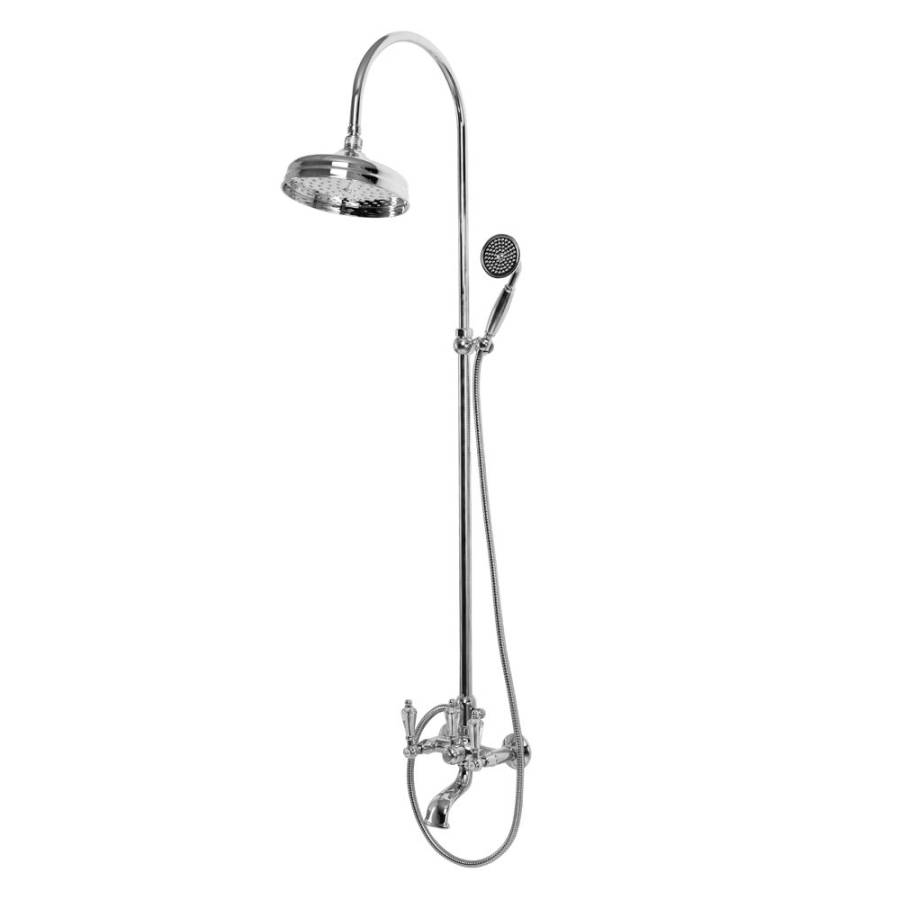 DIAMOND-CVD-01-Sw-N Душевая стойка со смесителем для ванны Исполнение: Хром, Ручки: Swarovski Nero  DIAMOND-CVD-01-Sw-N Душевая стойка со смесителем для ванны Исполнение: Хром, Ручки: Swarovski Nero