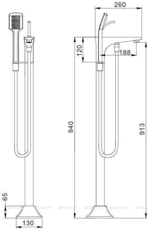 Смеситель для ванны с душем Aquanet JA-6001 Смеситель для ванны с душем Aquanet JA-6001