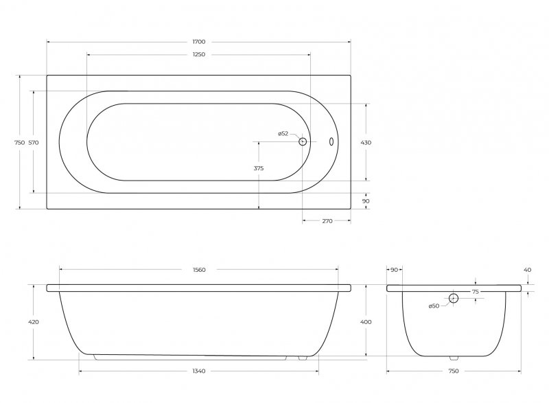 Акриловая ванна CEZARES PIAVE-160-70-42-W37 Акриловая ванна CEZARES PIAVE-160-70-42-W37