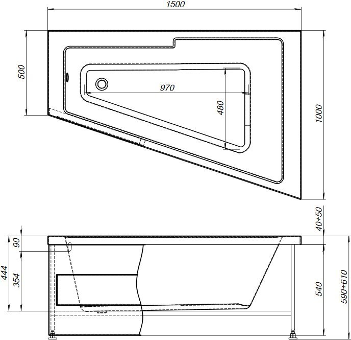 Акриловая ванна Aquanet Accord 150x100 R Акриловая ванна Aquanet Accord 150x100 R