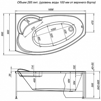 Акриловая ванна Aquanet Jersey 170х90 L 203988 Акриловая ванна Aquanet Jersey 170х90 L 203988