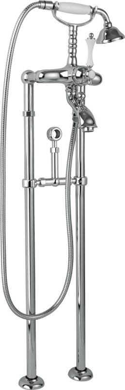 MARGOT-VDPS-01-M Напольный смеситель для ванны с ручным душем,с кронштейном для слива-перелива Исполнение: Хром, Ручки: Хром  MARGOT-VDPS-01-M Напольный смеситель для ванны с ручным душем,с кронштейном для слива-перелива Исполнение: Хром, Ручки: Хром