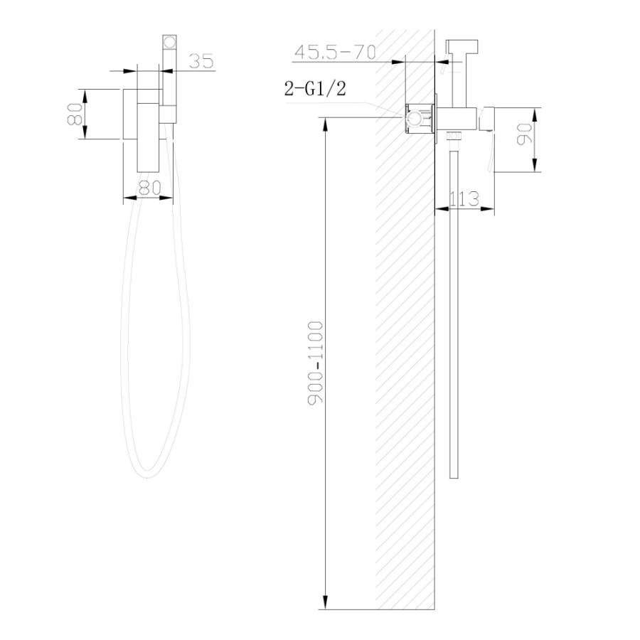 Смеситель ABBER Wasserfall AF8625B с гигиеническим душем, черный матовый Смеситель ABBER Wasserfall AF8625B с гигиеническим душем, черный матовый