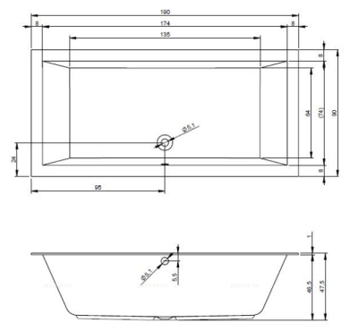 Акриловая ванна Riho Lugo  190x90  Акриловая ванна Riho Lugo  190x90