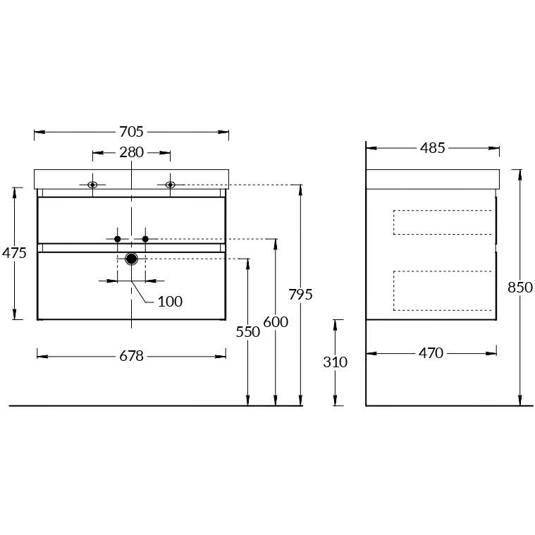 Тумба CUBO подвесная с ящиками 70, лимо матовая CU.70\LIM Тумба CUBO подвесная с ящиками 70, лимо матовая CU.70\LIM