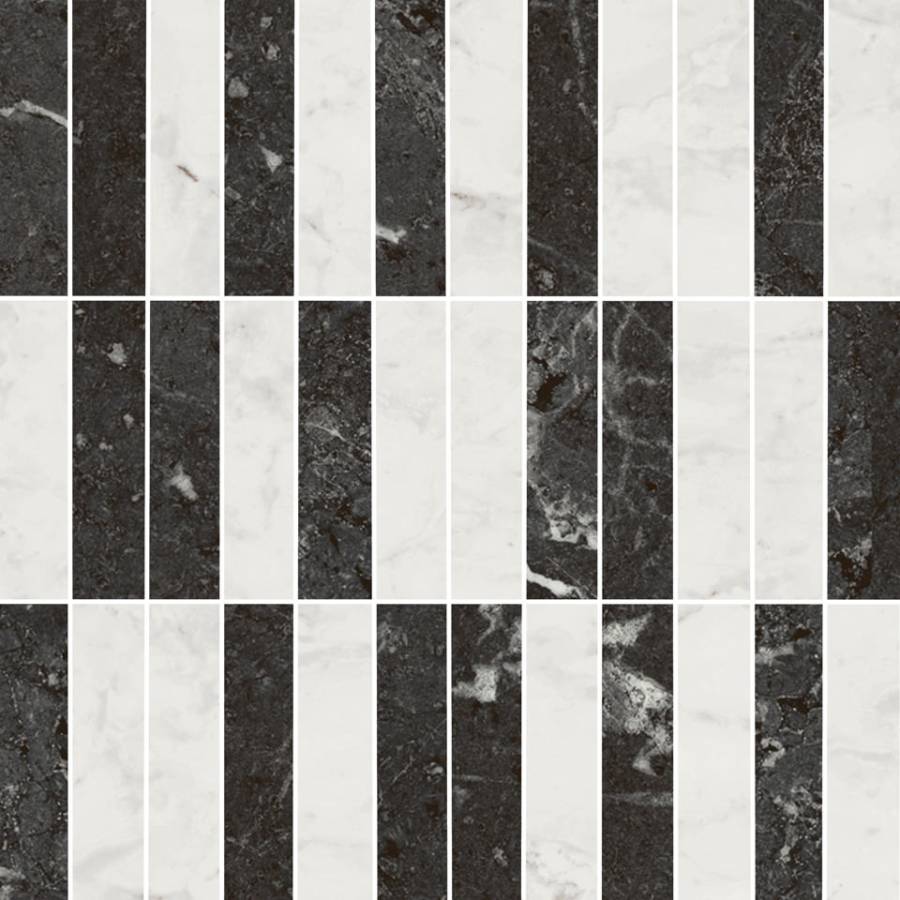 Декор Тубкаль мозаичный микс чёрный белый глянцевый обрезной 30x30x0,9 Декор Тубкаль мозаичный микс чёрный белый глянцевый обрезной 30x30x0,9