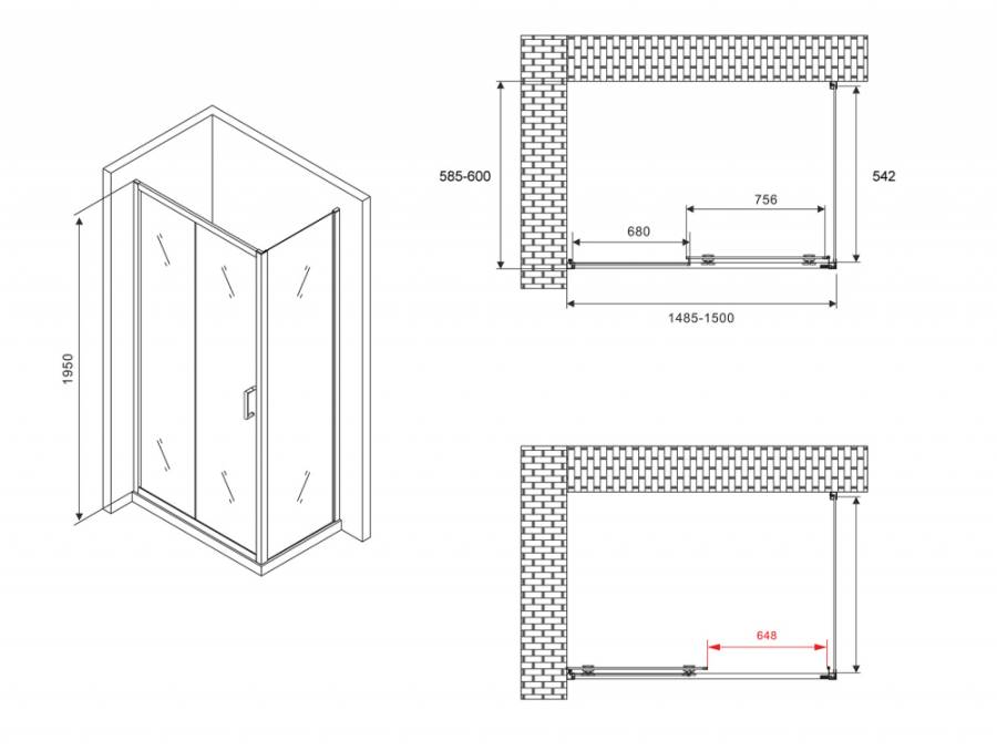 Душевой уголок ABBER Schwarzer Diamant AG30150B-S60B Душевой уголок ABBER Schwarzer Diamant AG30150B-S60B