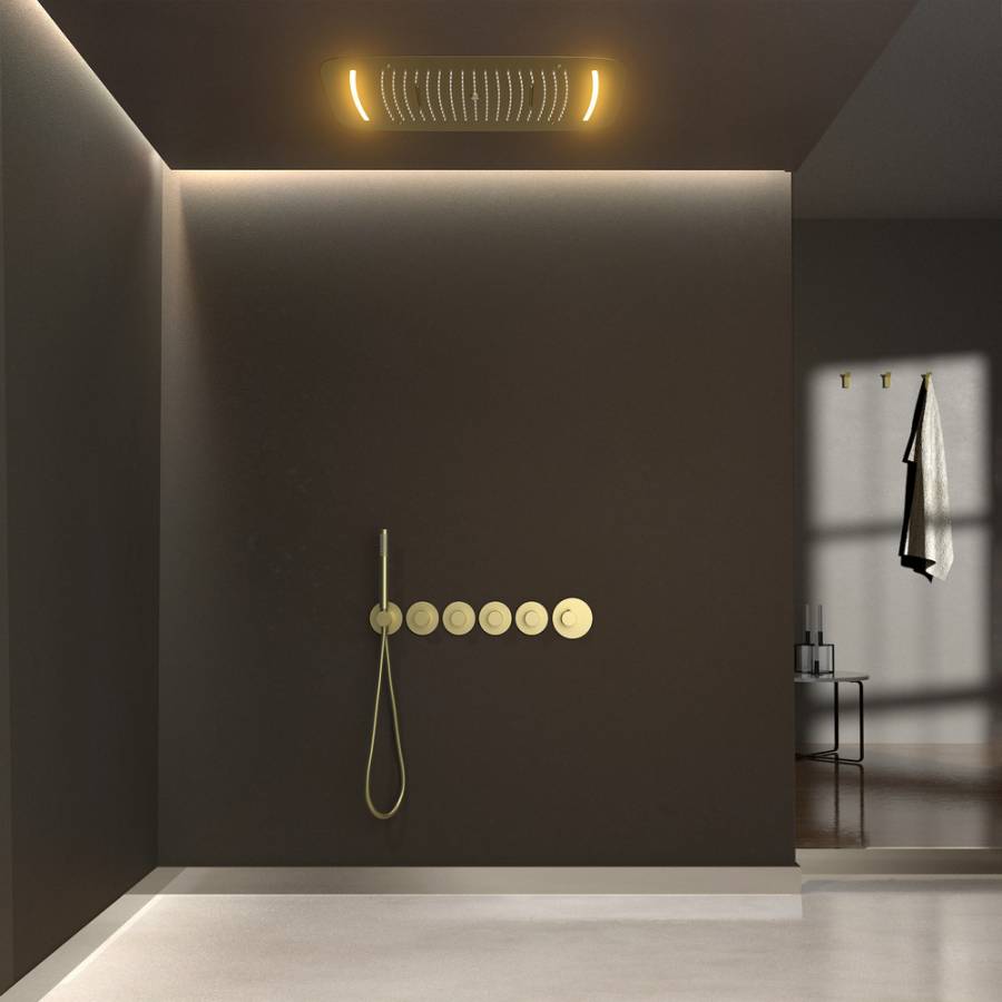 Душевая система Timo Saona SX-2319/17SM скрытого монтажа с термостатом, золото матовое Душевая система Timo Saona SX-2319/17SM скрытого монтажа с термостатом, золото матовое