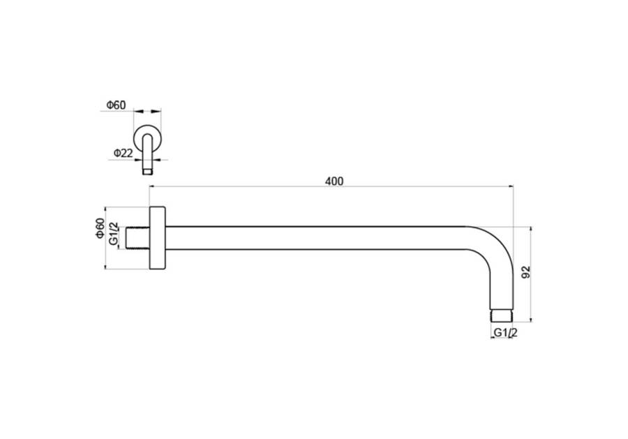 Держатель верхнего душа настенный 400 мм AQUATEK, матовый черный AQ2176MB  Держатель верхнего душа настенный 400 мм AQUATEK, матовый черный AQ2176MB