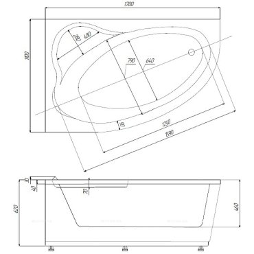 Акриловая ванна Aquatek Фиджи 170х110 см FID170-0000004, белый