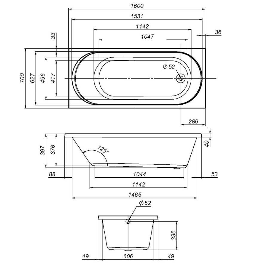 W94A-160-070W-A X-Joy Ванна акриловая 160х70 W94A-160-070W-A X-Joy Ванна акриловая 160х70