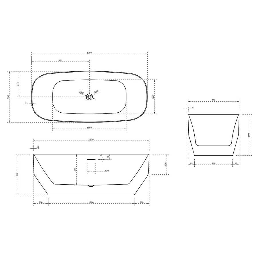 Ванна акриловая Vincea VBT-630, 1700*750*600, цвет белый, слив-перелив в комплекте, белый Ванна акриловая Vincea VBT-630, 1700*750*600, цвет белый, слив-перелив в комплекте, белый