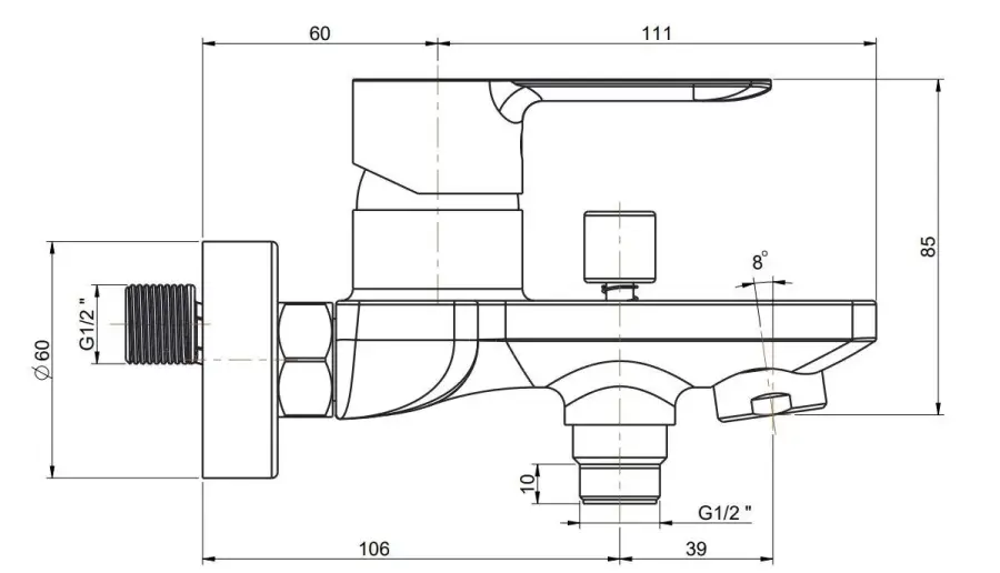 Смеситель SONATA для ванны, хром Смеситель SONATA для ванны, хром