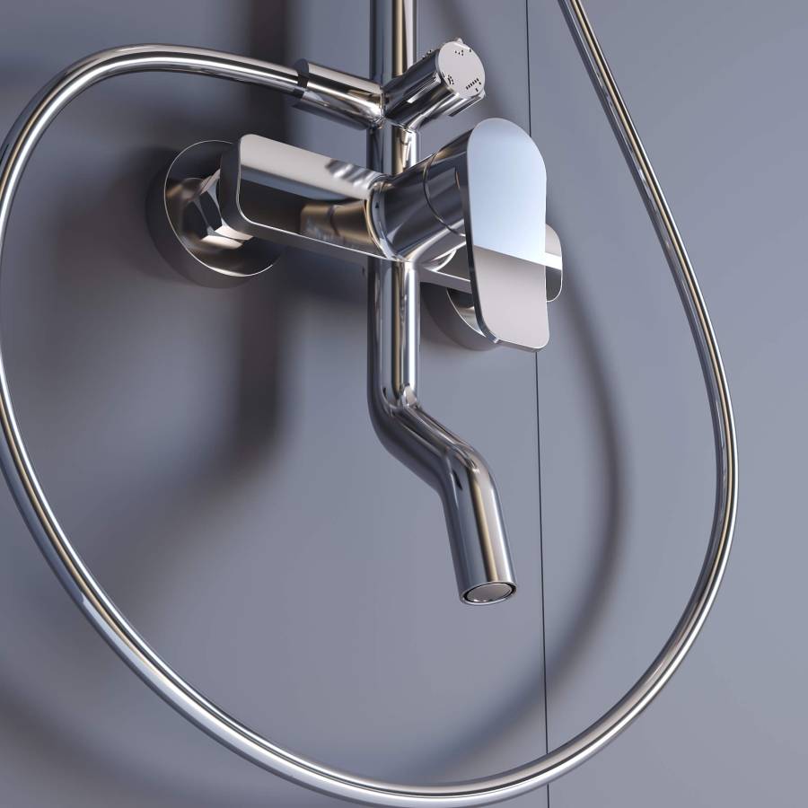 Душевая стойка RGW SP-25 Хром Головной душ/Смеситель (Ручной душ.Шланг 1,5 м.) Душевая стойка RGW SP-25 Хром Головной душ/Смеситель (Ручной душ.Шланг 1,5 м.)