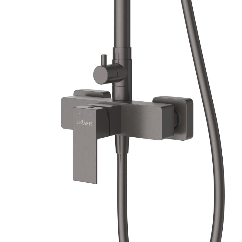 SLIDER-CD-GM Душевая стойка со смесителем, оружейная сталь SLIDER-CD-GM Душевая стойка со смесителем, оружейная сталь