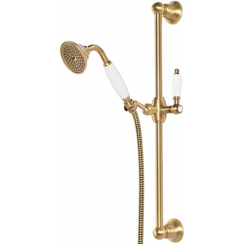 CZR-U-S-02-Bi Душевая штанга для ручного душа, ручка белая, исполнение бронза CZR-U-S-02-Bi Душевая штанга для ручного душа, ручка белая, исполнение бронза