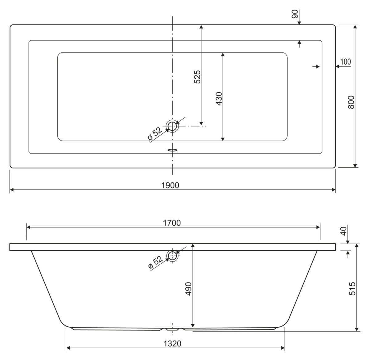 Акриловая ванна CEZARES PLANE-190-80-49-W37 Акриловая ванна CEZARES PLANE-190-80-49-W37