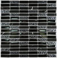 Мозаика стеклянная с камнем Super Line black (чип 8*15*48) 300*300(11шт.-0.99м2), м2 Мозаика стеклянная с камнем Super Line black (чип 8*15*48) 300*300(11шт.-0.99м2), м2