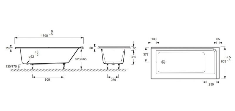 Акриловая ванна Jacob Delafon Formilia 170x80 R, шт Акриловая ванна Jacob Delafon Formilia 170x80 R, шт