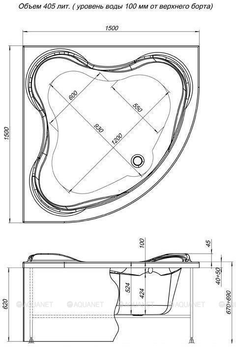 Акриловая ванна Aquanet Flores 150x150 (каркас + смеситель Grohe BauEdge 2511700A) Акриловая ванна Aquanet Flores 150x150 (каркас + смеситель Grohe BauEdge 2511700A)