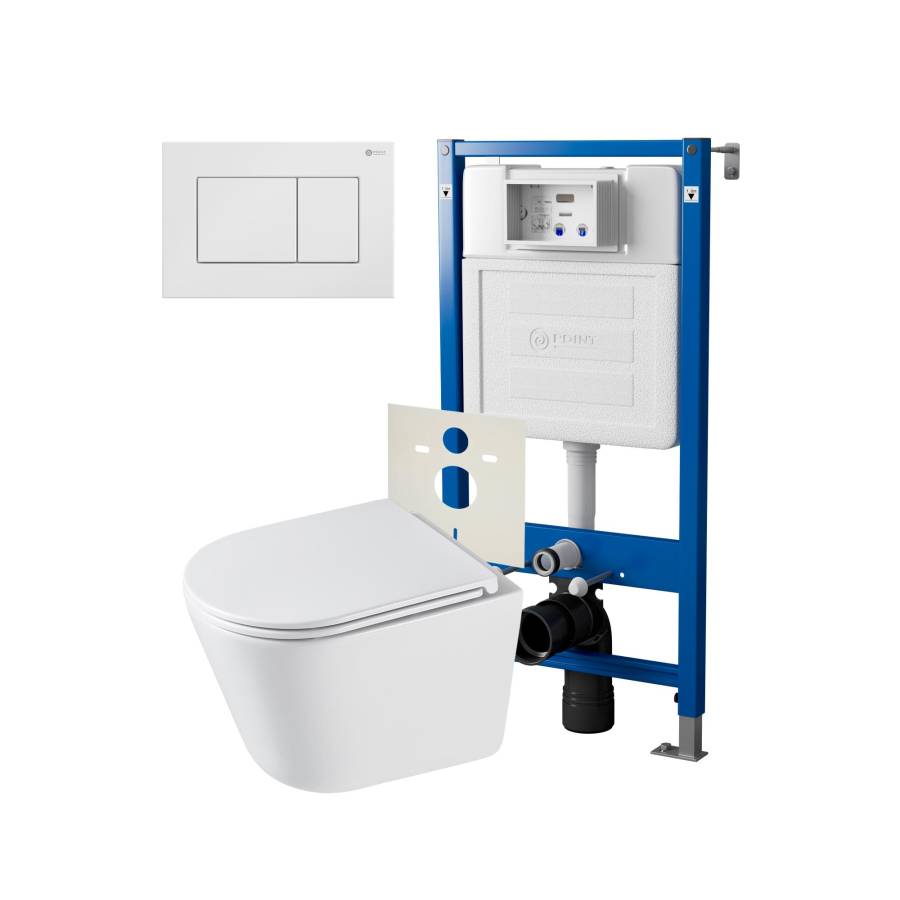 Сет: Система инсталляции Point Элемент для подвесного унитаза PN45120 + Клавиша смыва для инсталляции Point Ника, белая, PN44081W + Унитаз подвесной Point Венера безободковый, белый, сиденье дюропласт микролифт быстросъемное PN41071 Сет: Система инсталляции Point Элемент для подвесного унитаза PN45120 + Клавиша смыва для инсталляции Point Ника, белая, PN44081W + Унитаз подвесной Point Венера безободковый, белый, сиденье дюропласт микролифт быстросъемное PN41071