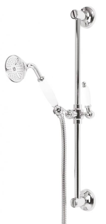 NOSTALGIA-SD-01-Bi Душевой гарнитур Исполнение: Хром, Ручки: Белые  NOSTALGIA-SD-01-Bi Душевой гарнитур Исполнение: Хром, Ручки: Белые