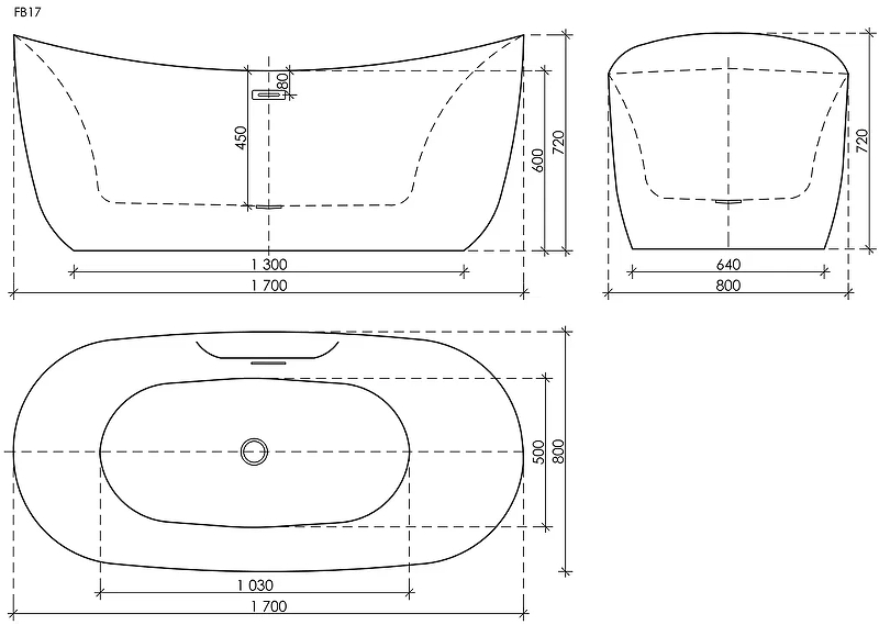Ванна Jazz акриловая отдельностоящая, белый, Размер 1700*800*740мм, арт. FB17 Ванна Jazz акриловая отдельностоящая, белый, Размер 1700*800*740мм, арт. FB17