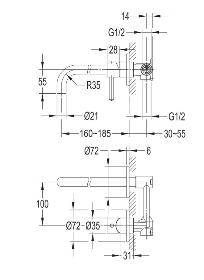 Смеситель для умывальника скрытого монтажа OMNIRES Y Y1215HNI (никель) Смеситель для умывальника скрытого монтажа OMNIRES Y Y1215HNI (никель)