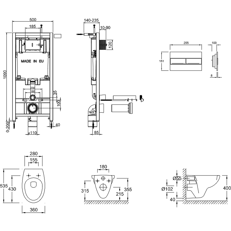 Комплект Jacob Delafon унитаз с инсталляцией и кнопкой Patio, E21734RU-00, шт Комплект Jacob Delafon унитаз с инсталляцией и кнопкой Patio, E21734RU-00, шт